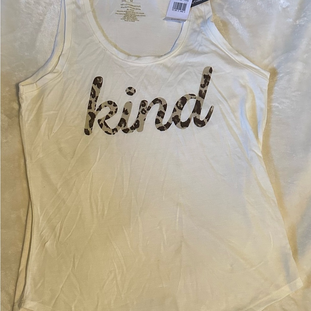 Grayson Threads Cream Tank Top with Leopard Print 'Kind' Design